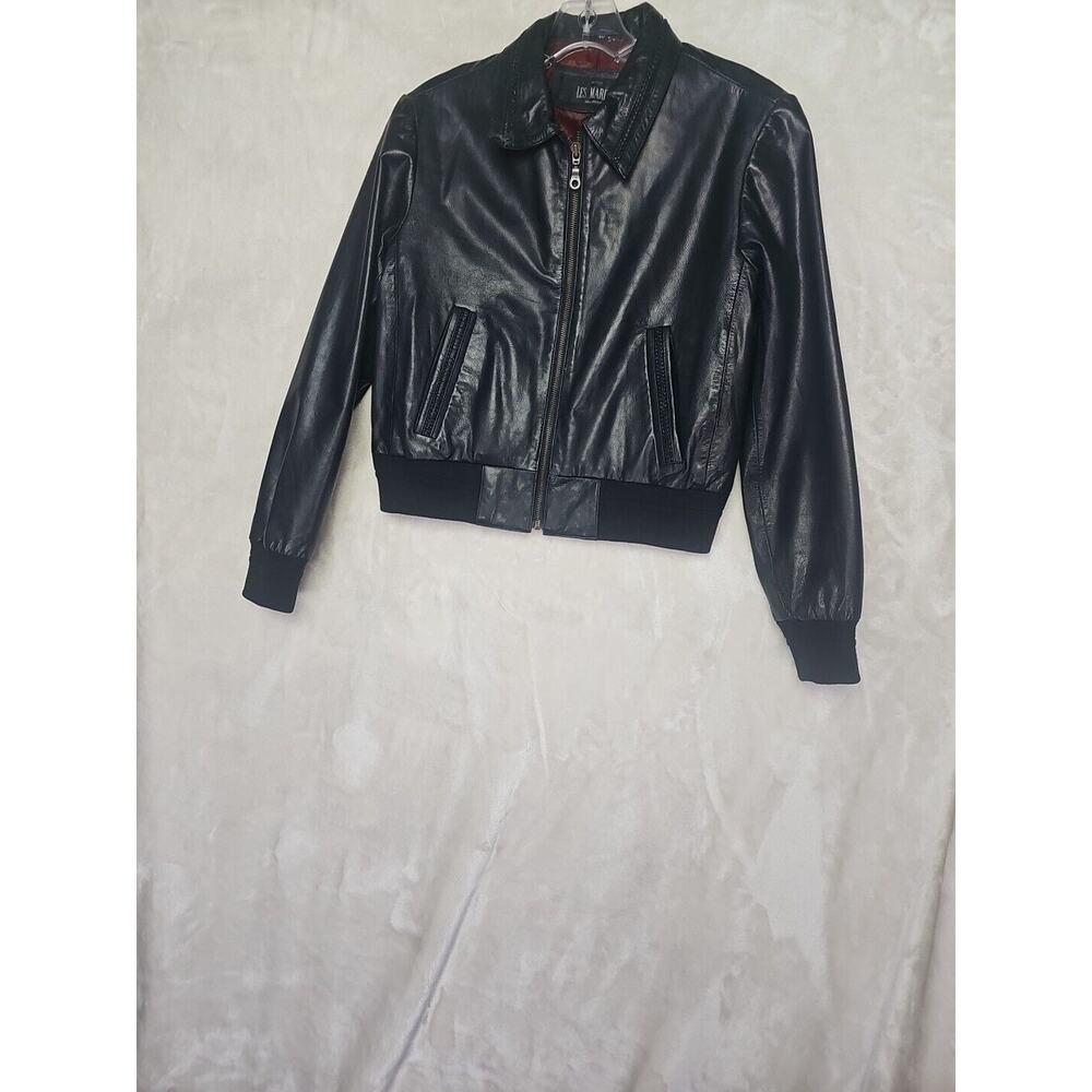 VTG Olivieri Les Marees Cropped Leather Biker Jacket see Pics For Measurements